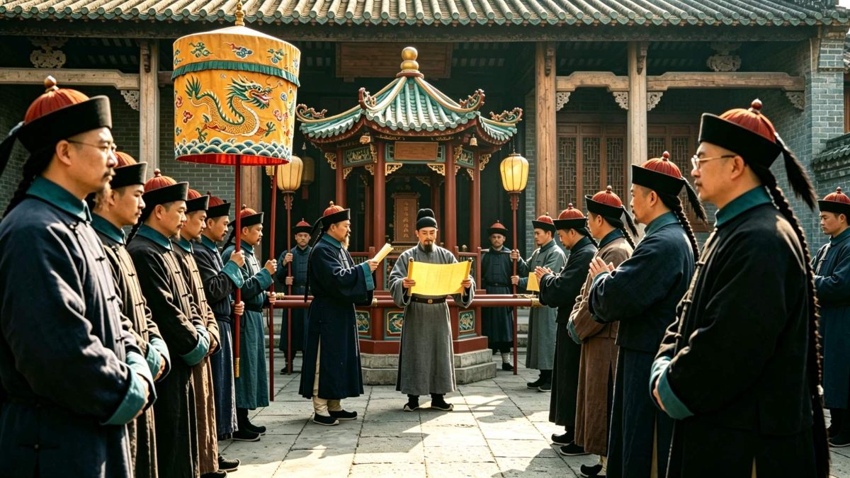 清代州县衙署设龙亭、文武官行受朔礼恭迎时宪书